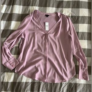 Ann Taylor Mixed Media Pleat Front Top